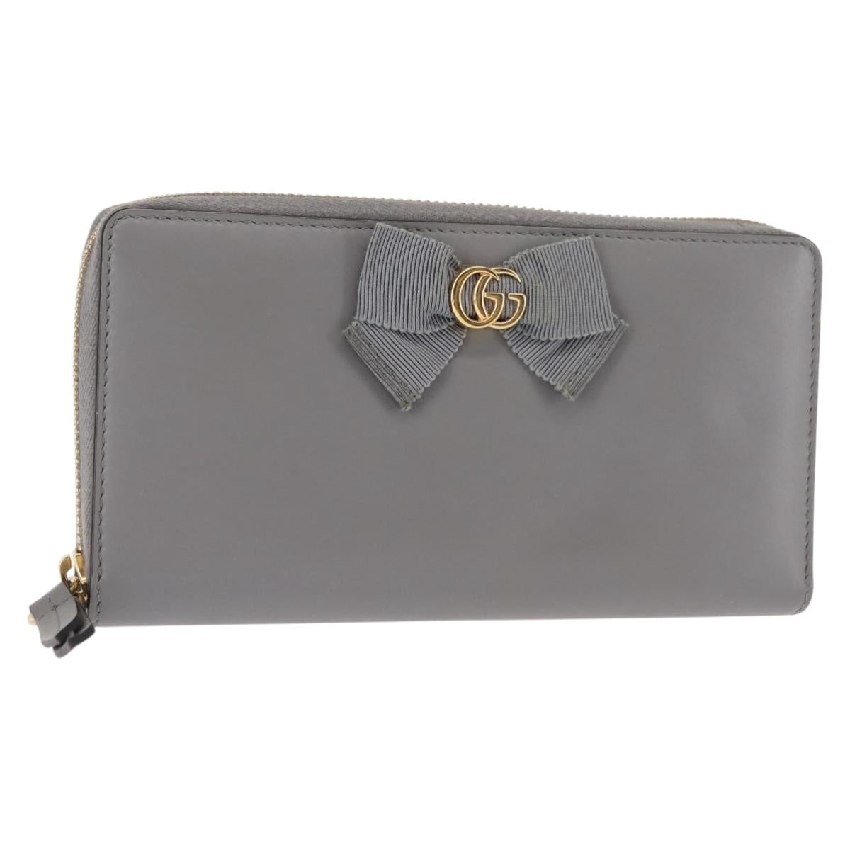 GUCCI GG Ribbon Japan limited Long Wallet Leather Blue Gold 435819 Auth am9366