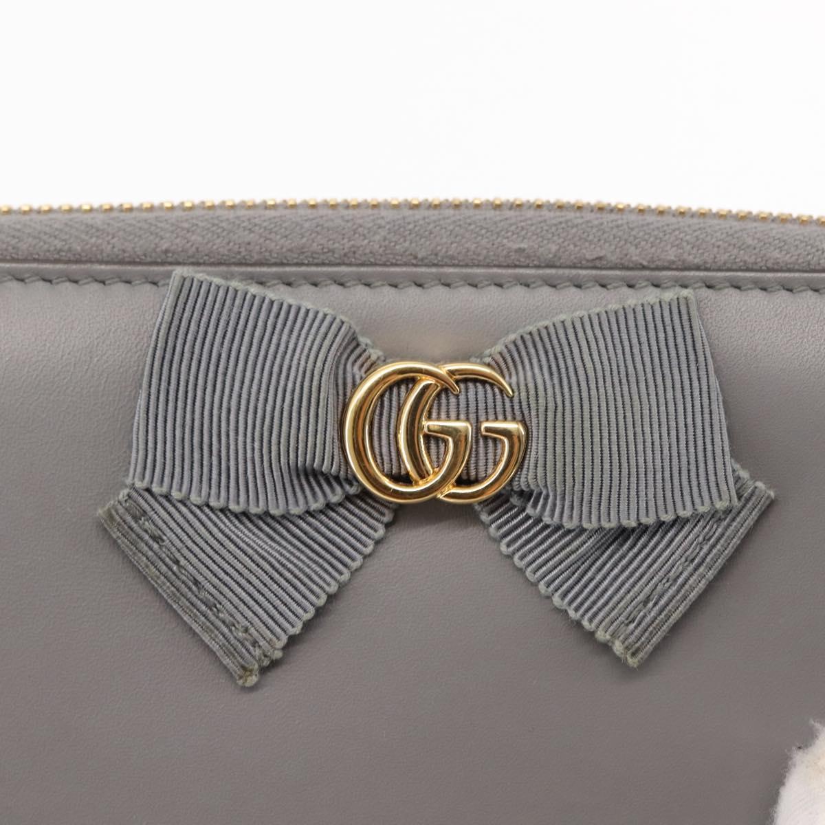 GUCCI GG Ribbon Japan limited Long Wallet Leather Blue Gold 435819 Auth am9366