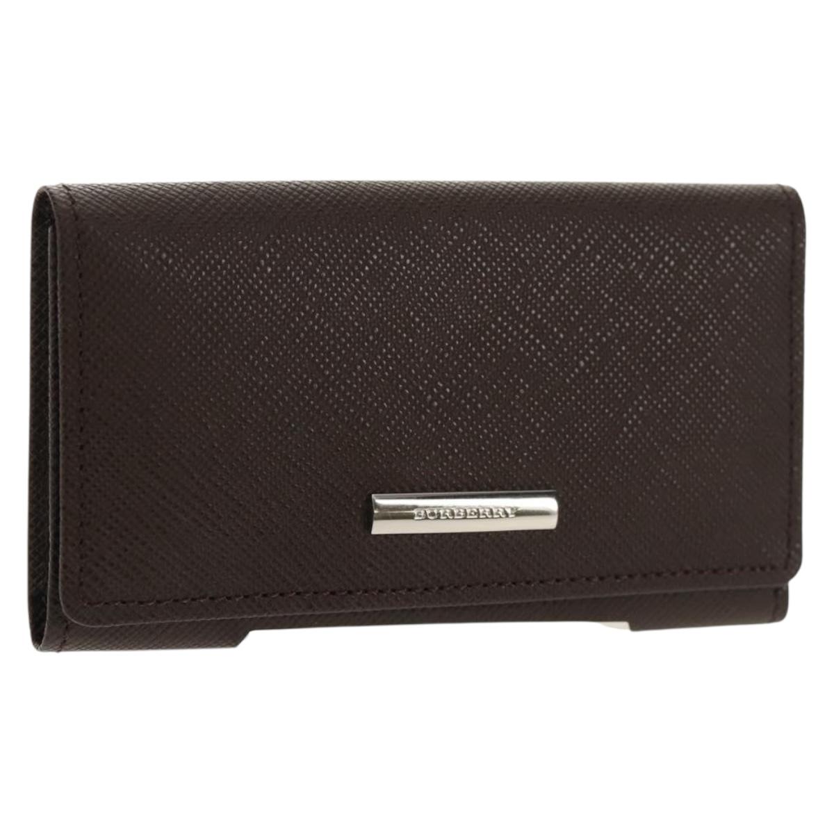 BURBERRY Key Case Leather Brown Auth am9367V