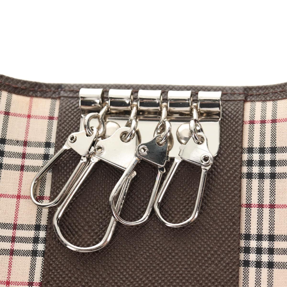 BURBERRY Key Case Leather Brown Auth am9367V
