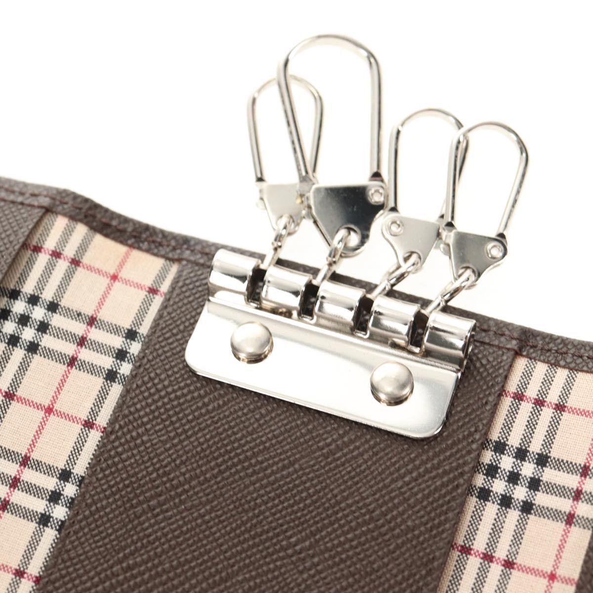 BURBERRY Key Case Leather Brown Auth am9367V