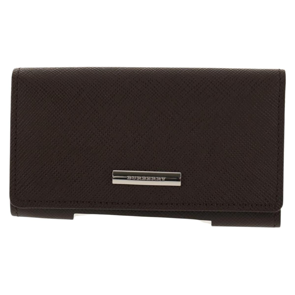 BURBERRY Key Case Leather Brown Auth am9367V