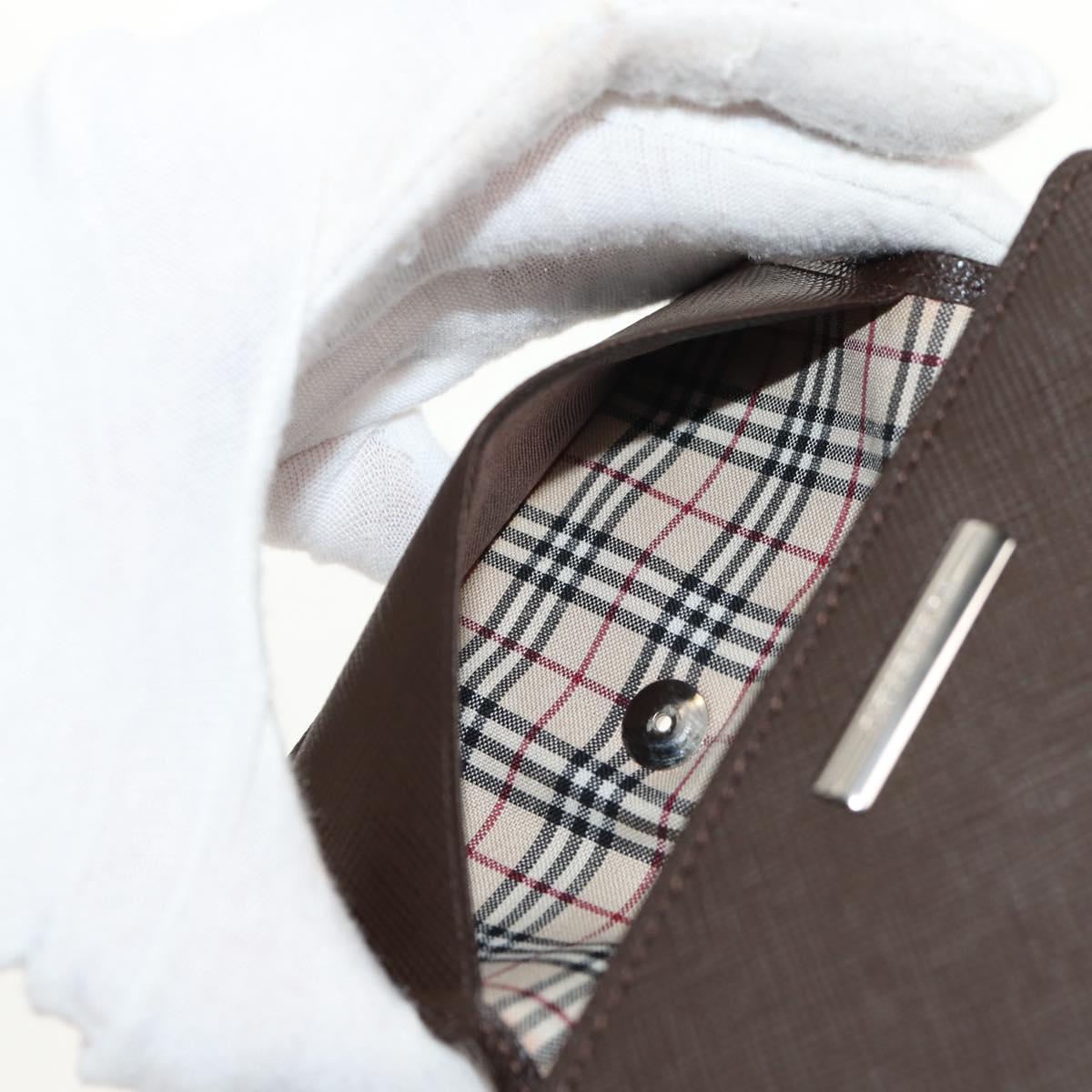 BURBERRY Key Case Leather Brown Auth am9367V