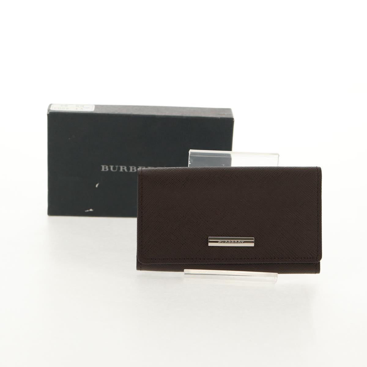 BURBERRY Key Case Leather Brown Auth am9367V