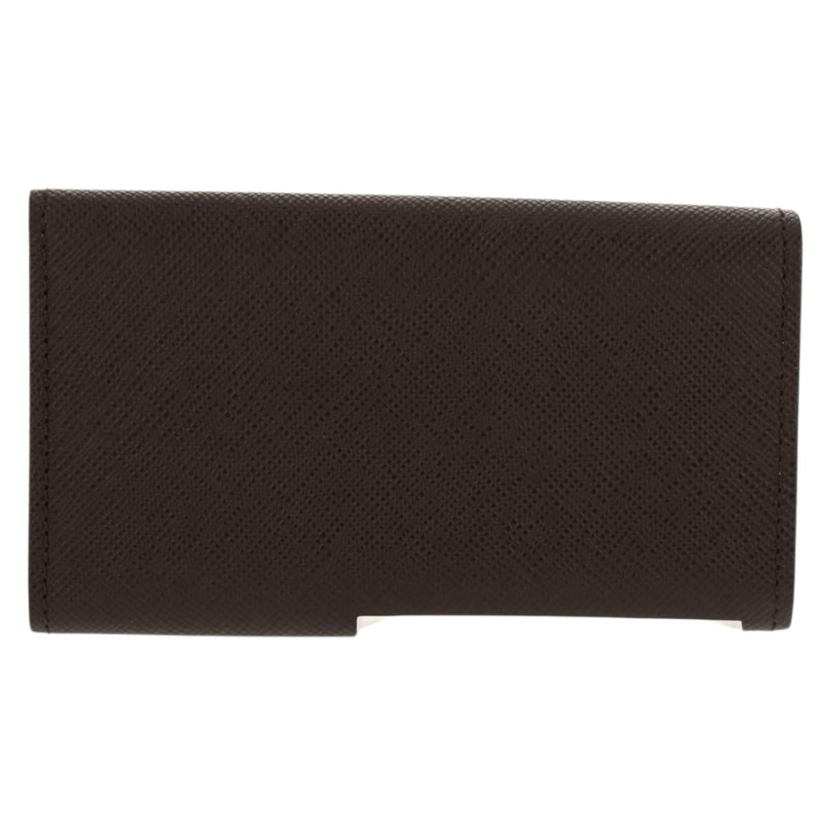 BURBERRY Key Case Leather Brown Auth am9367V