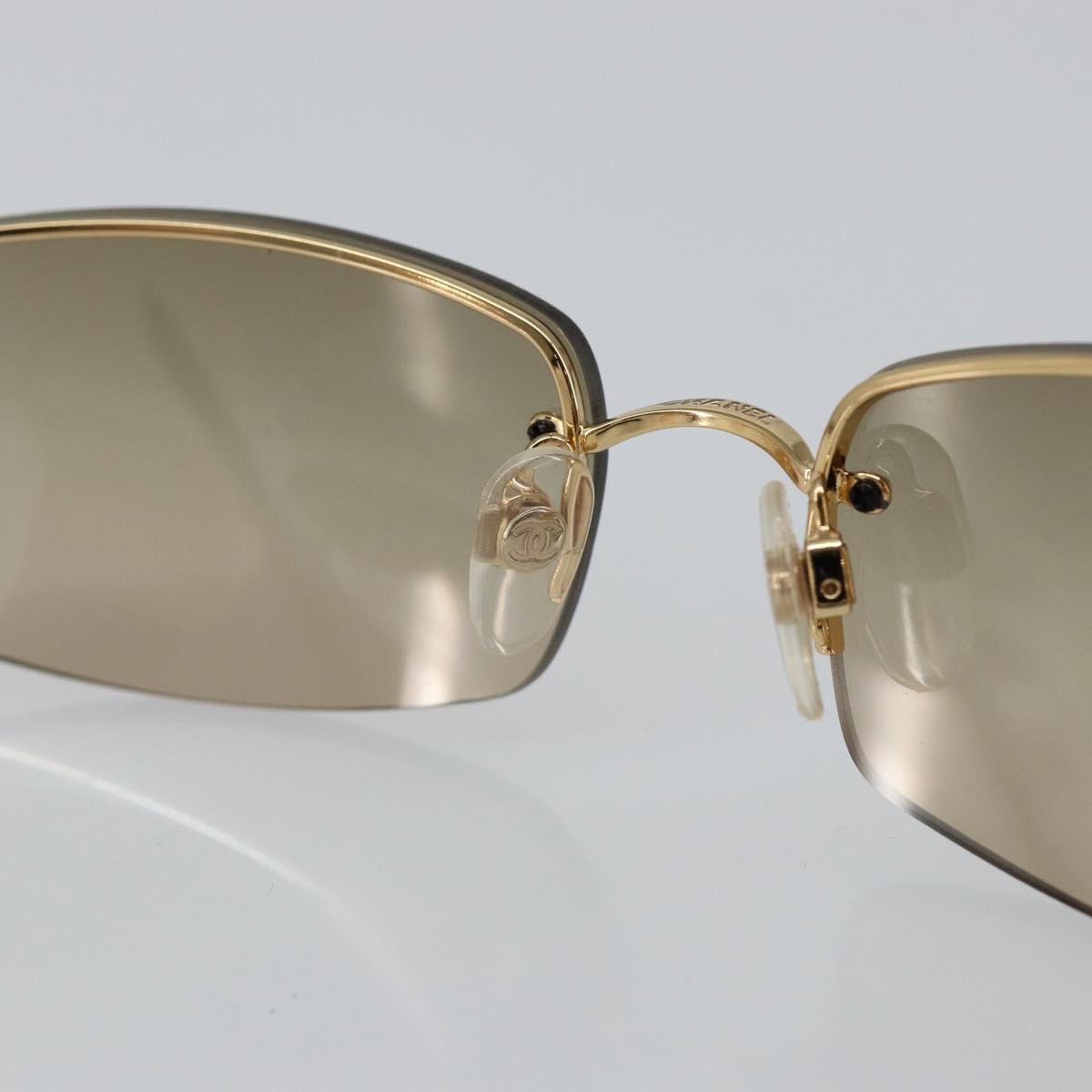 CHANEL COCO Mark Sunglasses metal Gold CC Auth am9371V