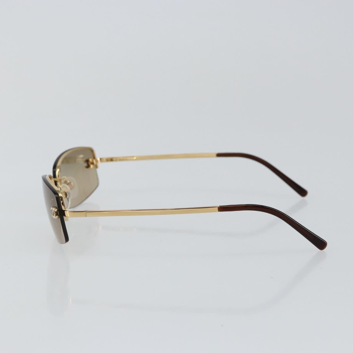 CHANEL COCO Mark Sunglasses metal Gold CC Auth am9371V