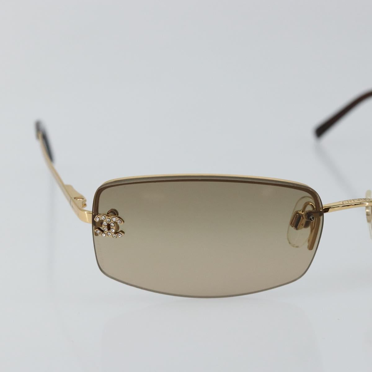 CHANEL COCO Mark Sunglasses metal Gold CC Auth am9371V
