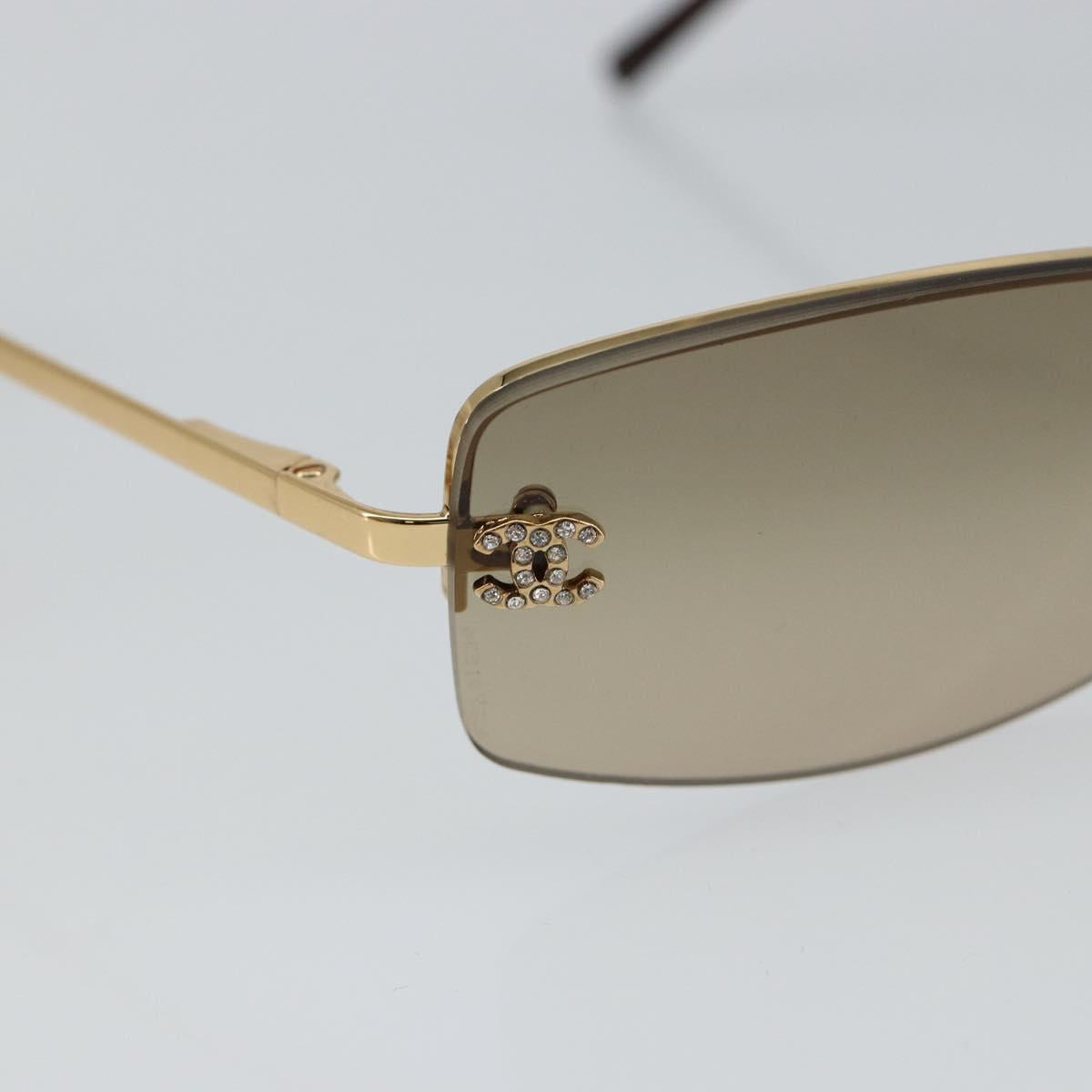 CHANEL COCO Mark Sunglasses metal Gold CC Auth am9371V