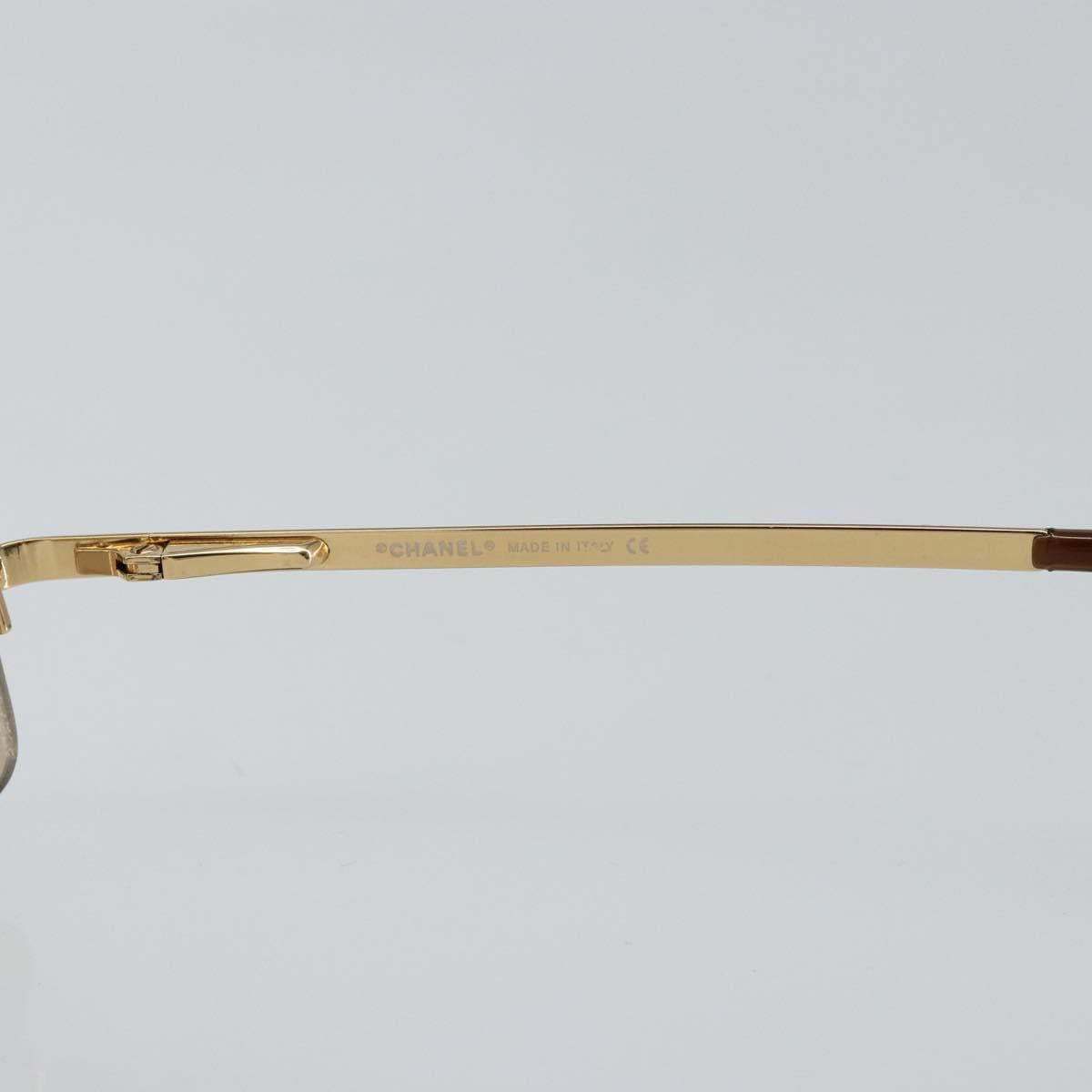 CHANEL COCO Mark Sunglasses metal Gold CC Auth am9371V