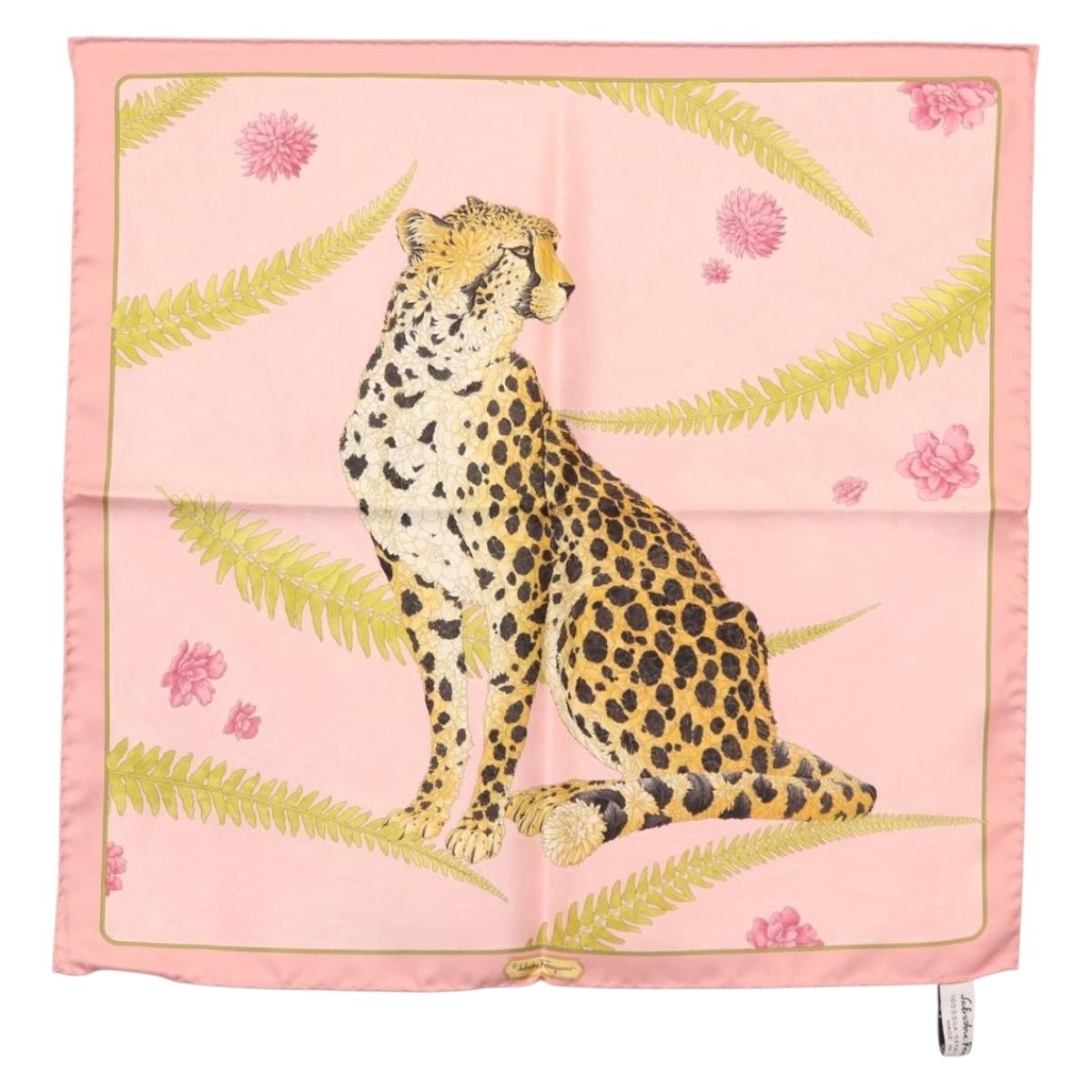 Salvatore Ferragamo Scarf Silk Pink Auth am9372
