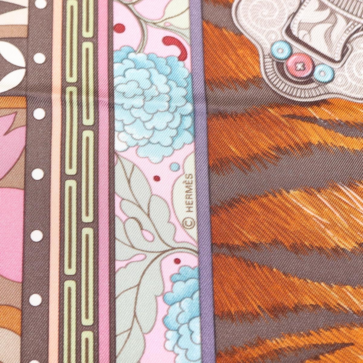 HERMES Carre 90 Scarf LA FEMME AUX SEMELLES DE VENT Silk Pink Auth am9373