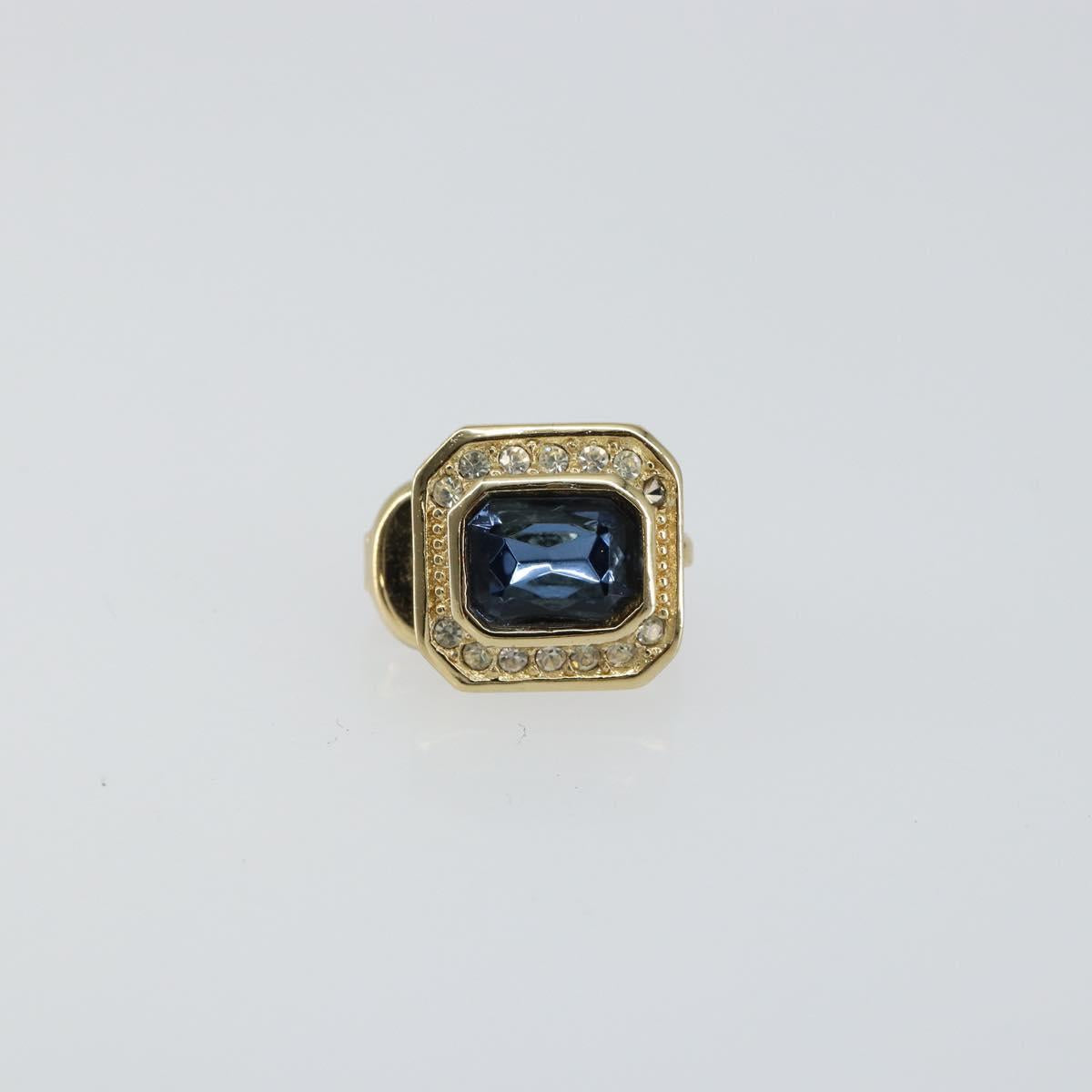Christian Dior Earring metal Gold Blue Auth am9378