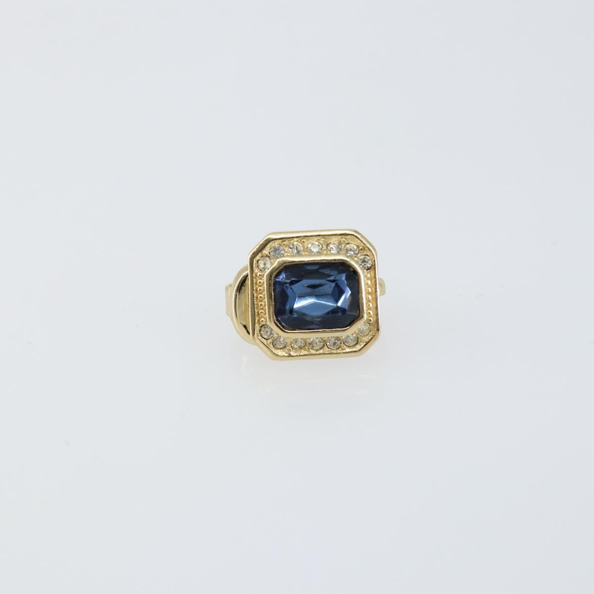 Christian Dior Earring metal Gold Blue Auth am9378