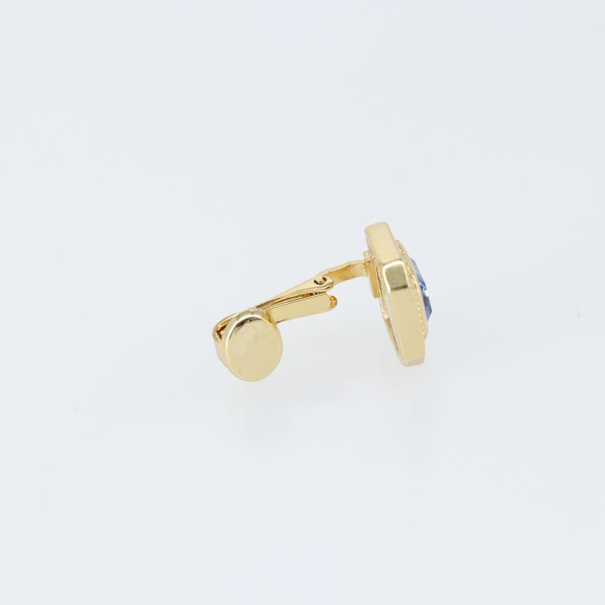 Christian Dior Earring metal Gold Blue Auth am9378