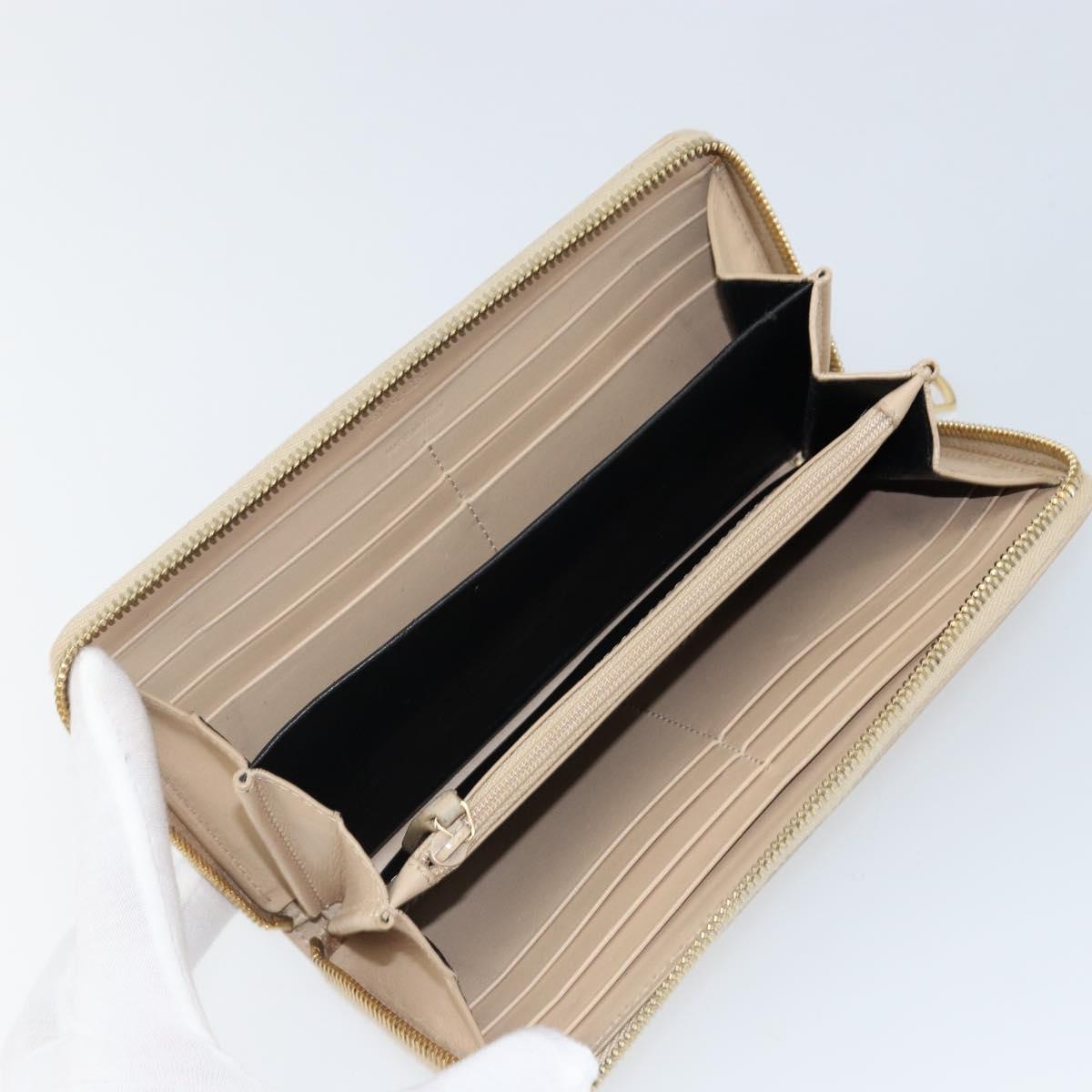 SAINT LAURENT Long Wallet Leather Beige Gold Auth am9381