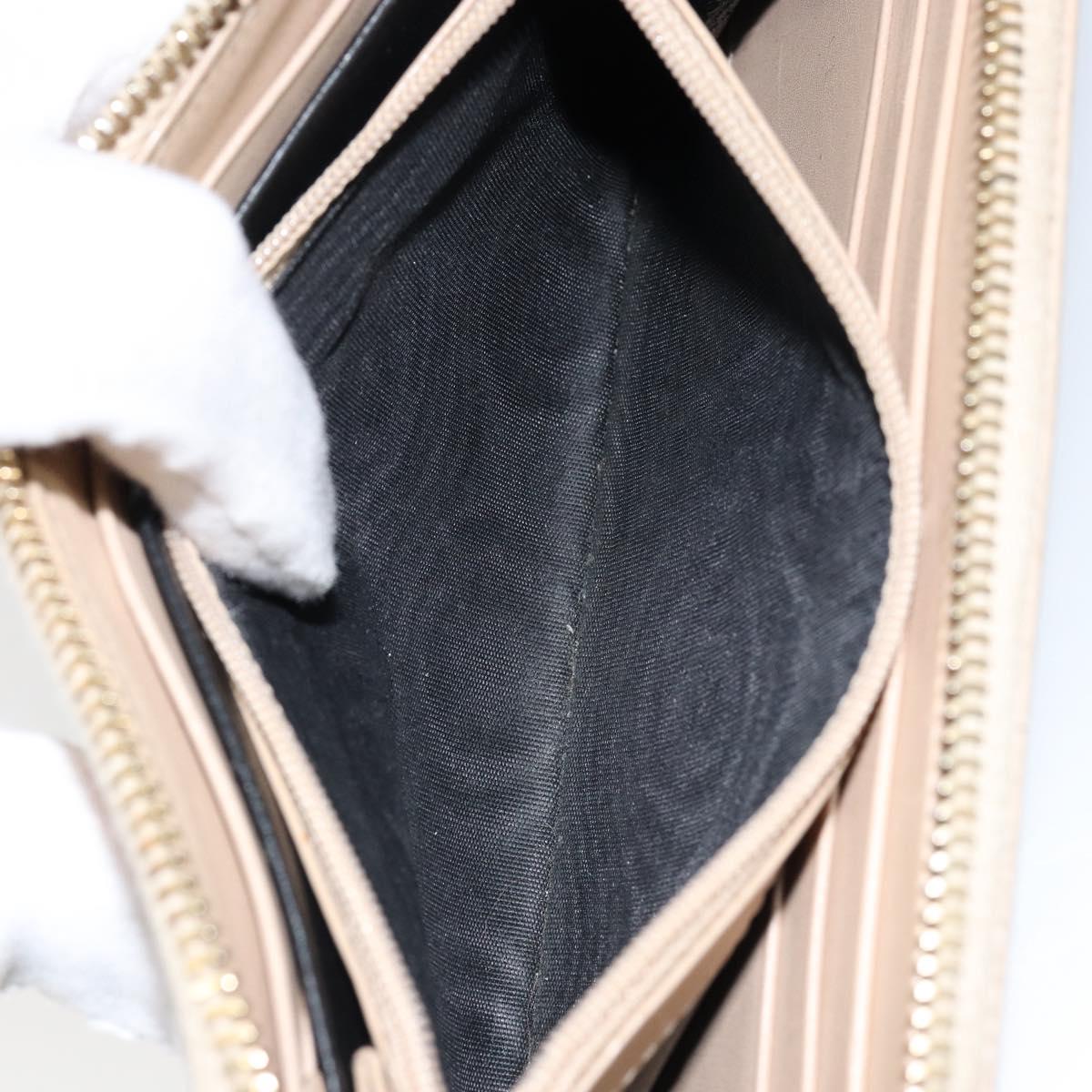 SAINT LAURENT Long Wallet Leather Beige Gold Auth am9381