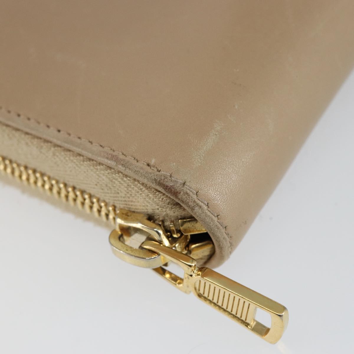 SAINT LAURENT Long Wallet Leather Beige Gold Auth am9381