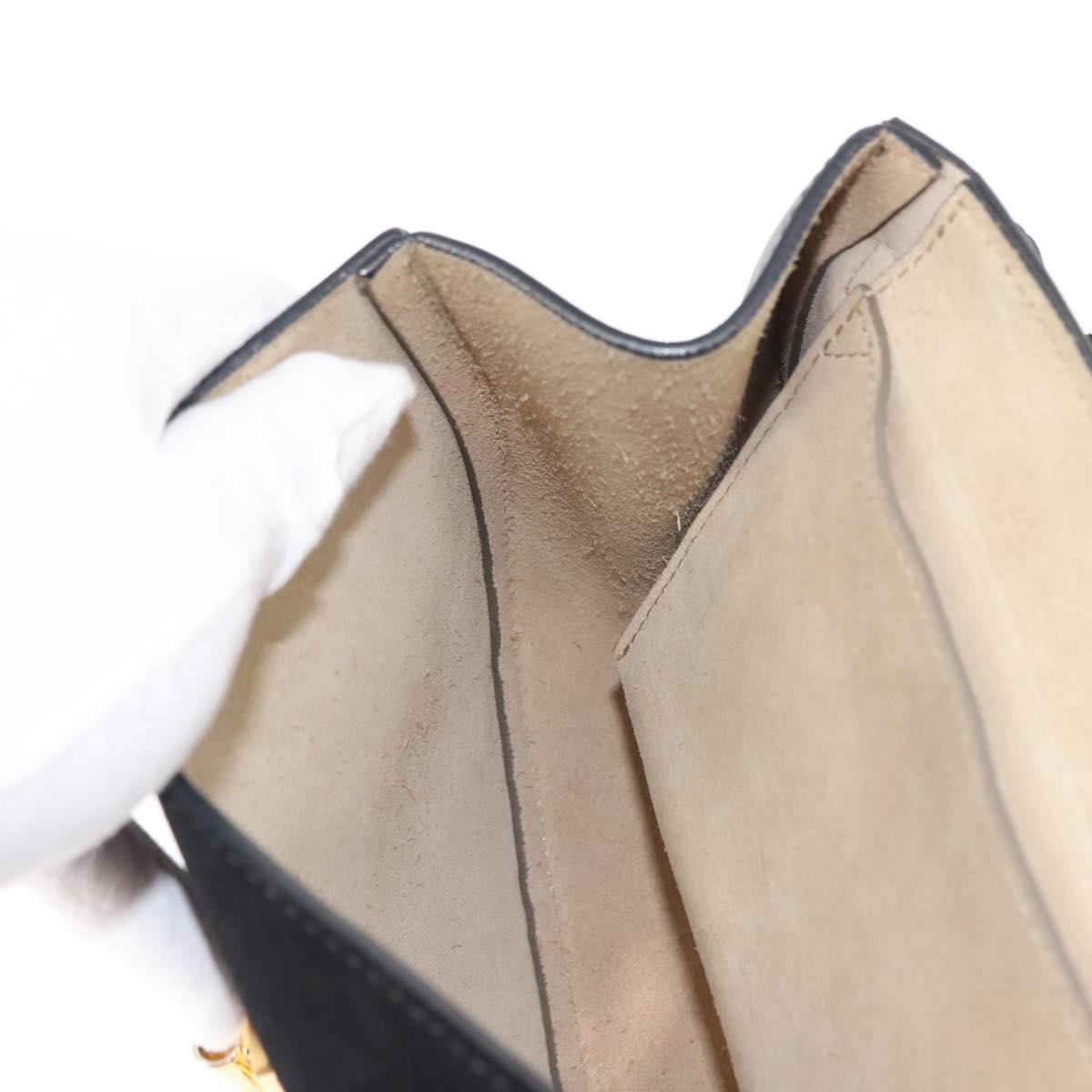 Chloe Chain Drew Shoulder Bag Leather Black Gold Auth am9382