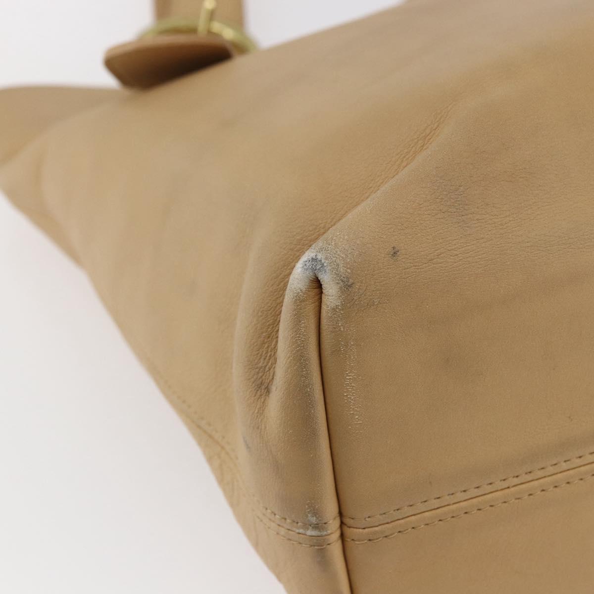 Coach Tote Bag Leather Beige Auth am9383