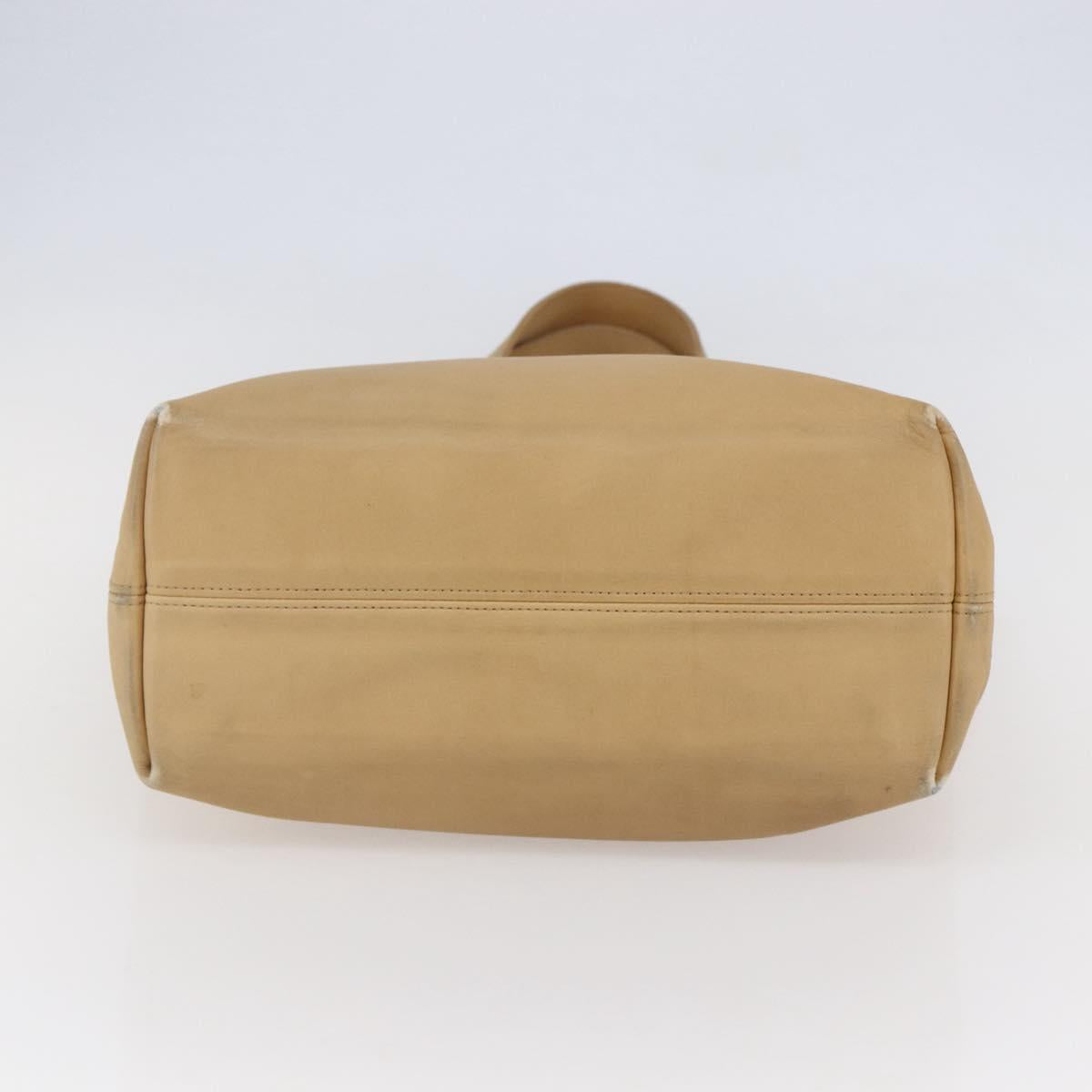 Coach Tote Bag Leather Beige Auth am9383