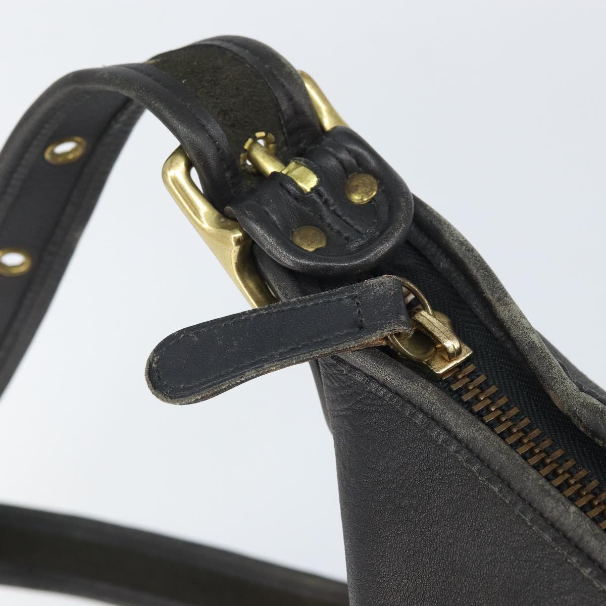 Coach Shoulder Bag Leather Black Gold Auth am9384