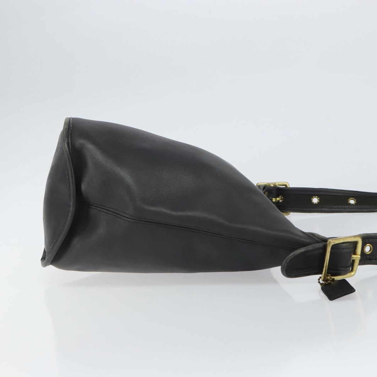Coach Shoulder Bag Leather Black Gold Auth am9384