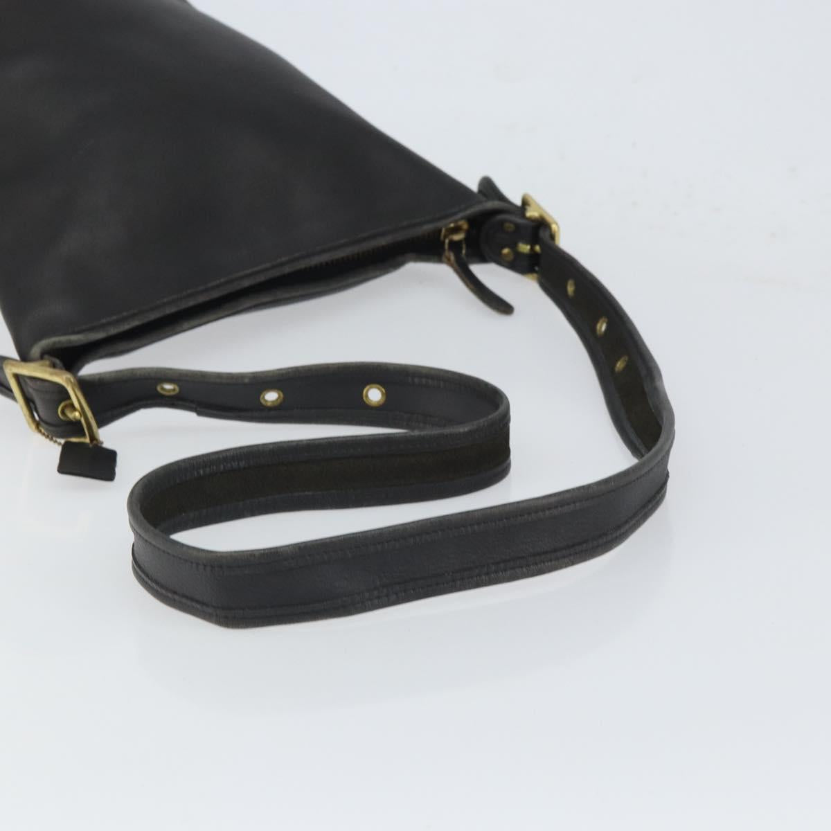 Coach Shoulder Bag Leather Black Gold Auth am9384