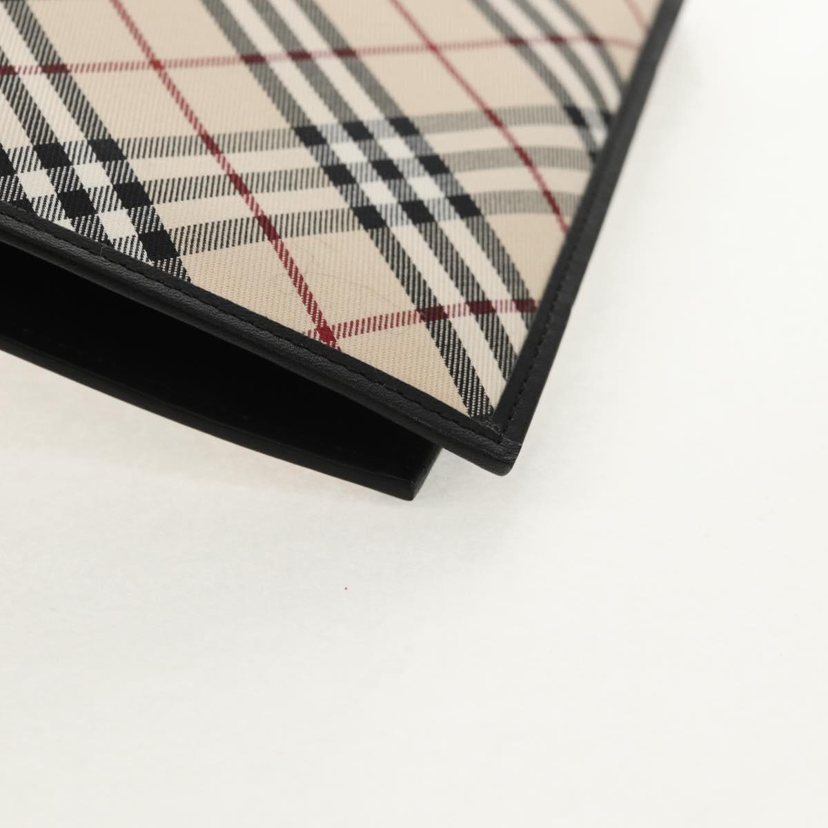 BURBERRY Nova Check Planner Case Canvas Leather Beige Black 146241 Auth am9392V