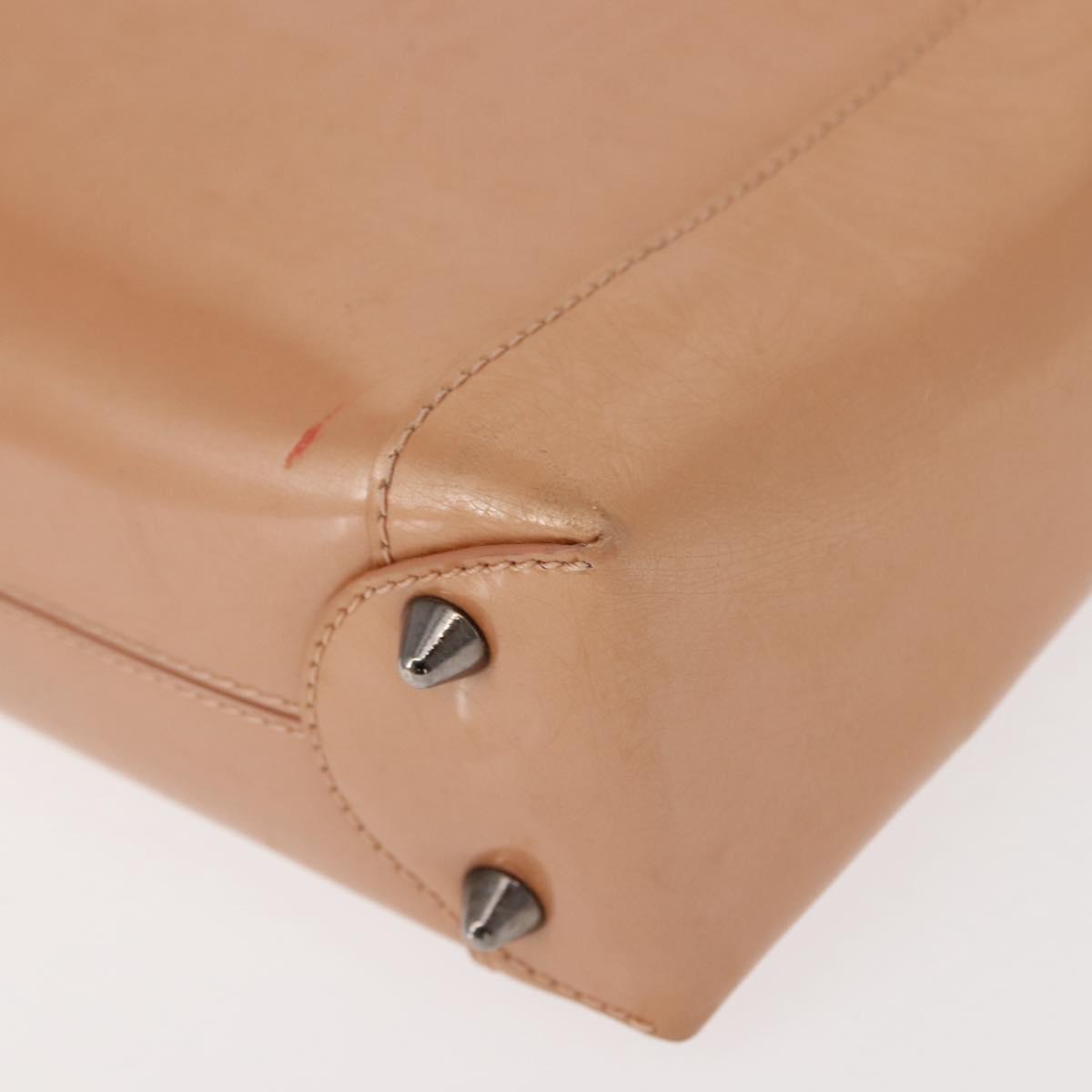 Christian Dior Maris Pearl Hand Bag Patent leather Beige pink Auth am9395