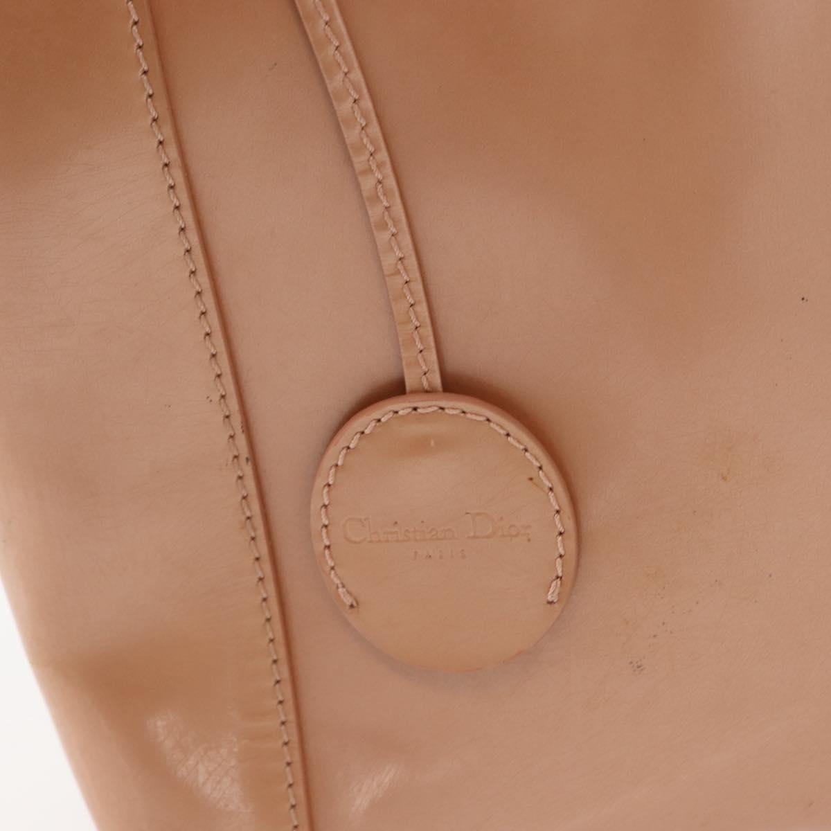 Christian Dior Maris Pearl Hand Bag Patent leather Beige pink Auth am9395