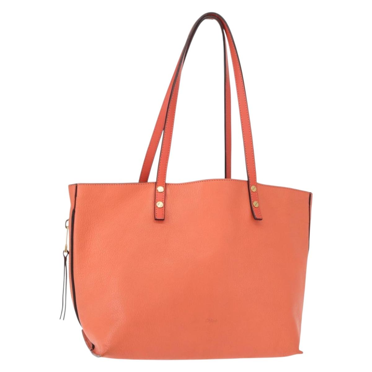 Chloe Dylan Tote Bag Leather Gold salmon pink Auth am9397