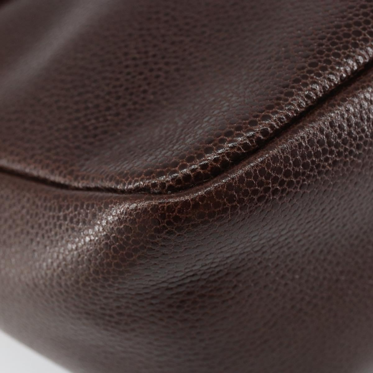 GIVENCHY Shoulder Bag Leather embossed Dark Brown Gold Auth am9398