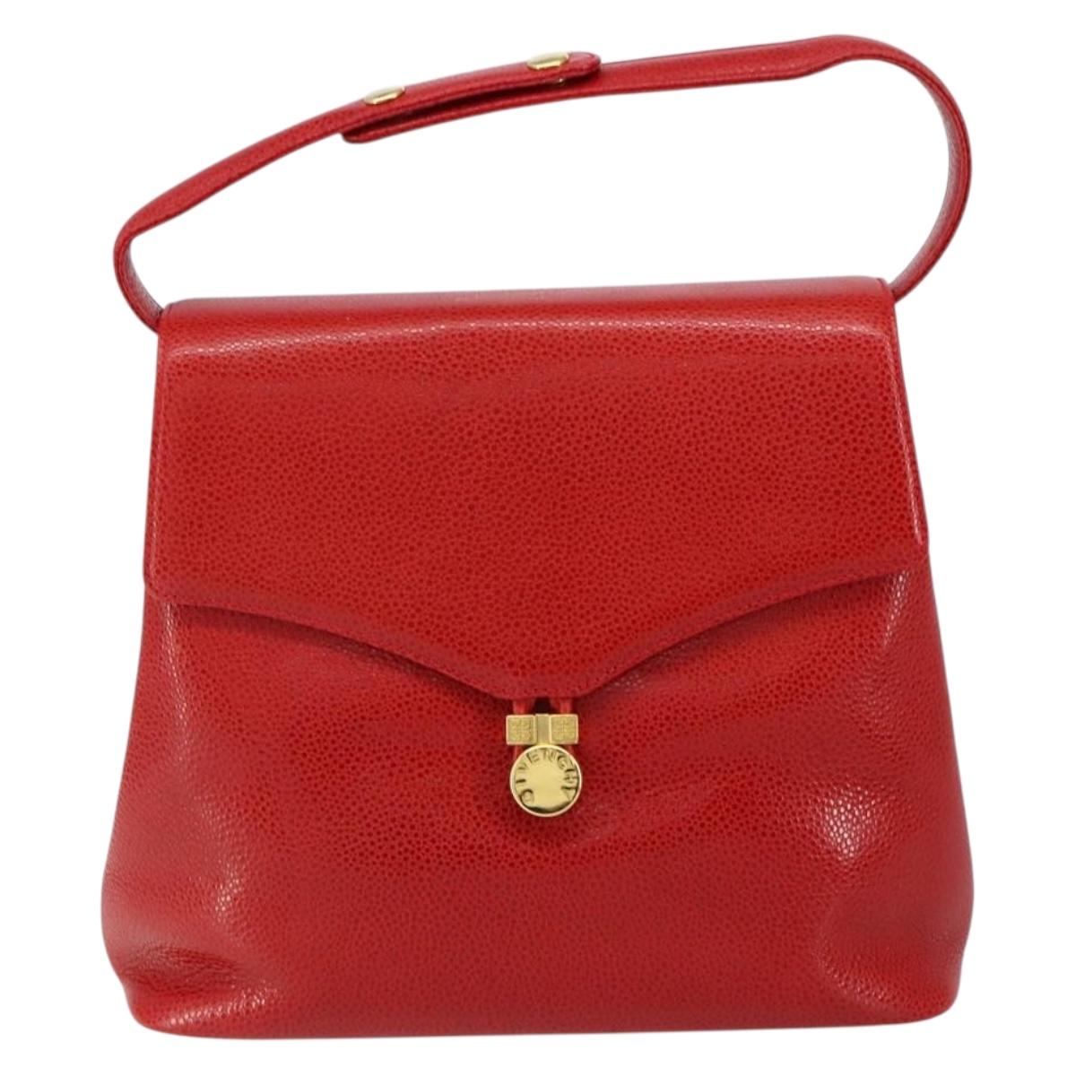 GIVENCHY Shoulder Bag Leather embossed 2way Red Gold Auth am9399