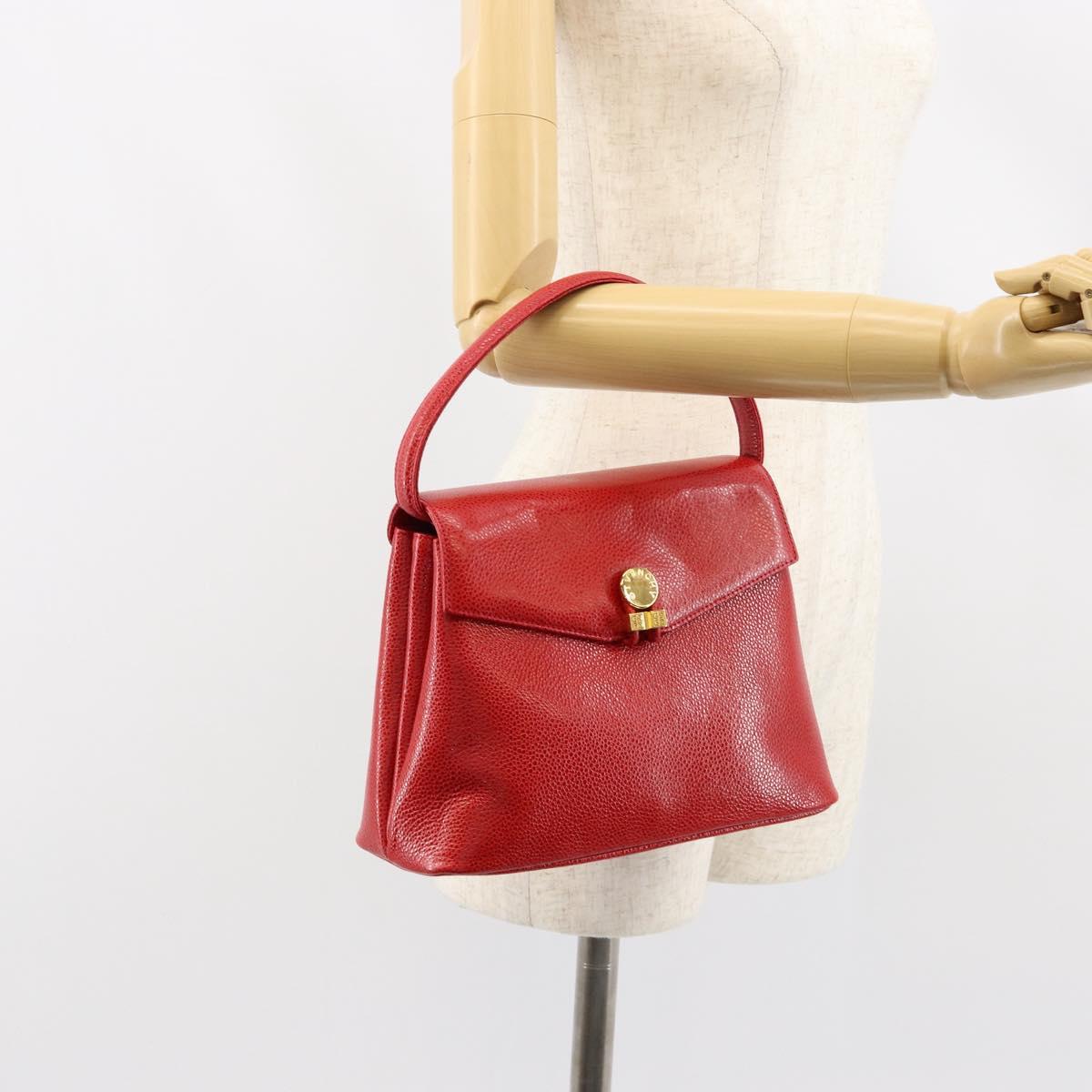 GIVENCHY Shoulder Bag Leather Embossed 2way Black Auth am9401