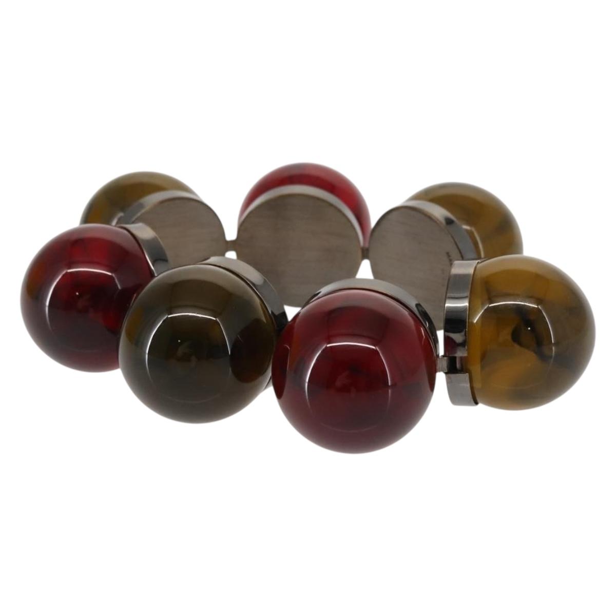 FENDI Colored Stones Bracelet metal Red Auth am9407V