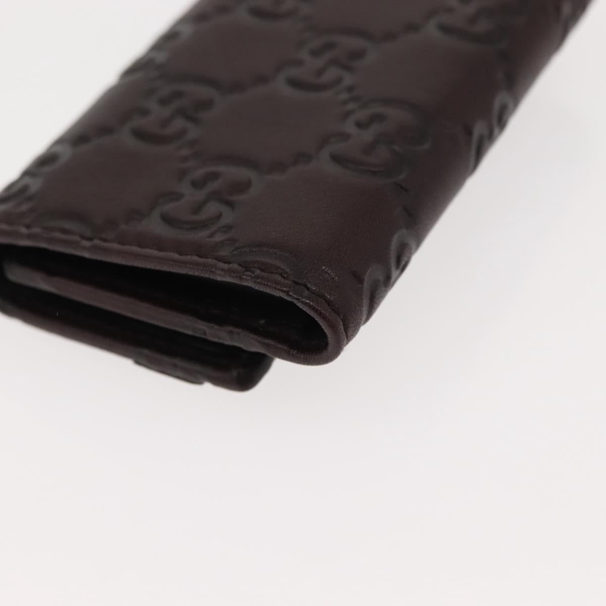 GUCCI Guccissima GG Canvas Key Case Leather Dark Brown 237509 Auth am9408V