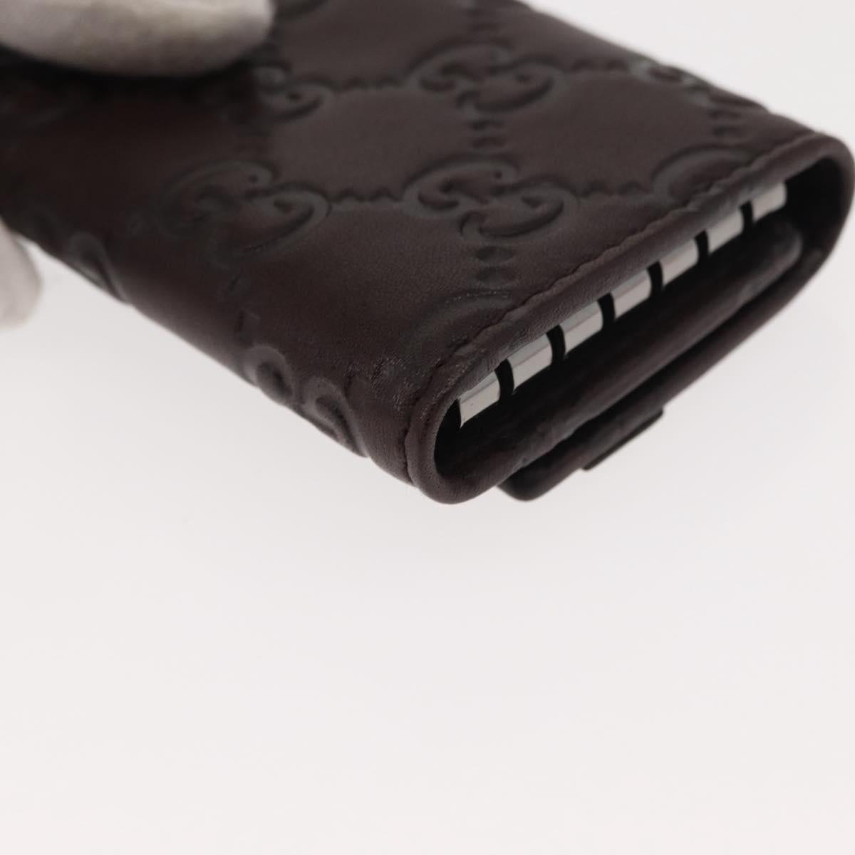 GUCCI Guccissima GG Canvas Key Case Leather Dark Brown 237509 Auth am9408V