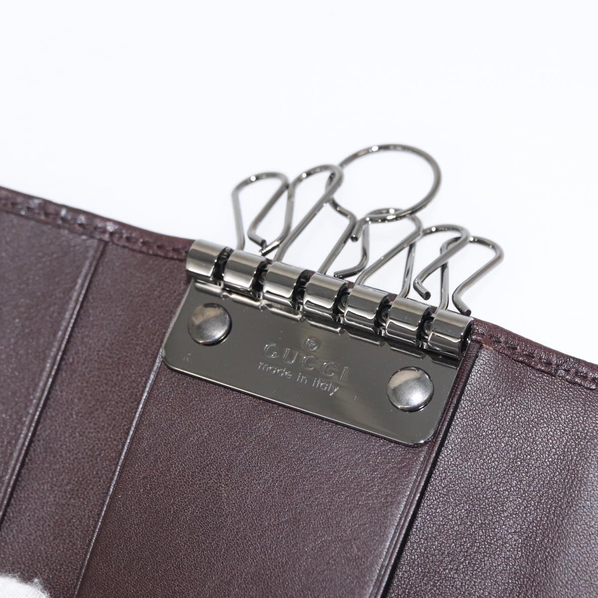 GUCCI Guccissima GG Canvas Key Case Leather Dark Brown 237509 Auth am9408V