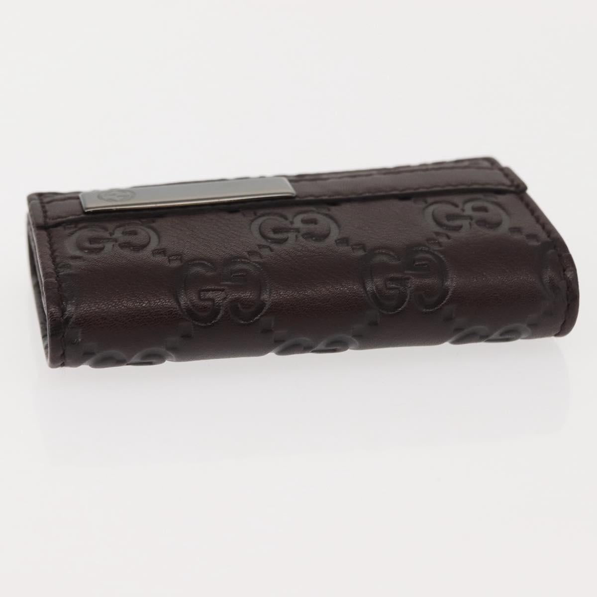 GUCCI Guccissima GG Canvas Key Case Leather Dark Brown 237509 Auth am9408V