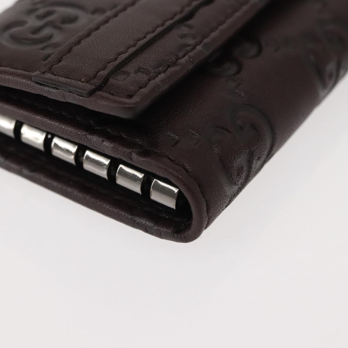 GUCCI Guccissima GG Canvas Key Case Leather Dark Brown 237509 Auth am9408V