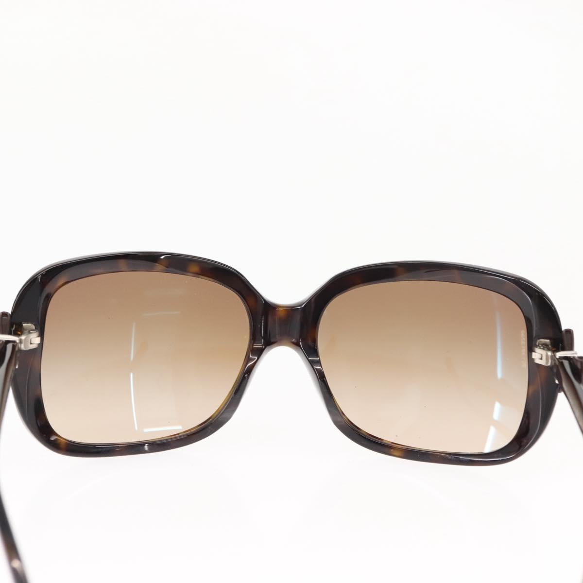 CHANEL COCO Mark ribbon Sunglasses plastic Dark Brown CC Auth am9410