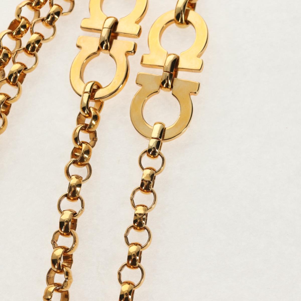 Salvatore Ferragamo Gancini Chain Belt metal Gold Auth am9413V