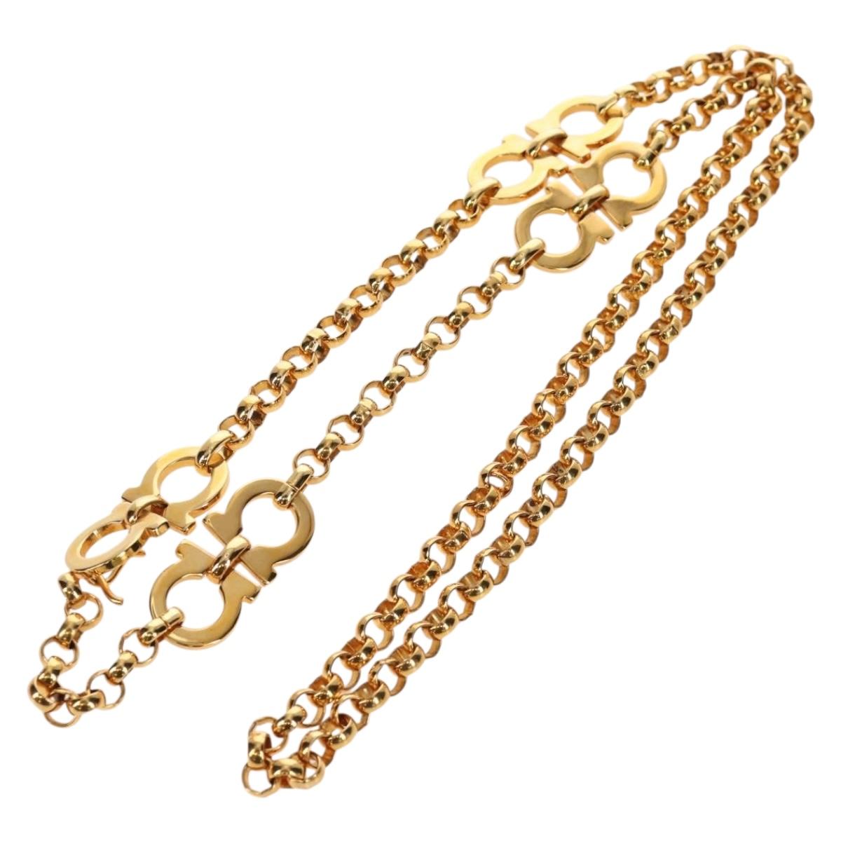 Salvatore Ferragamo Gancini Chain Belt metal Gold Auth am9413V