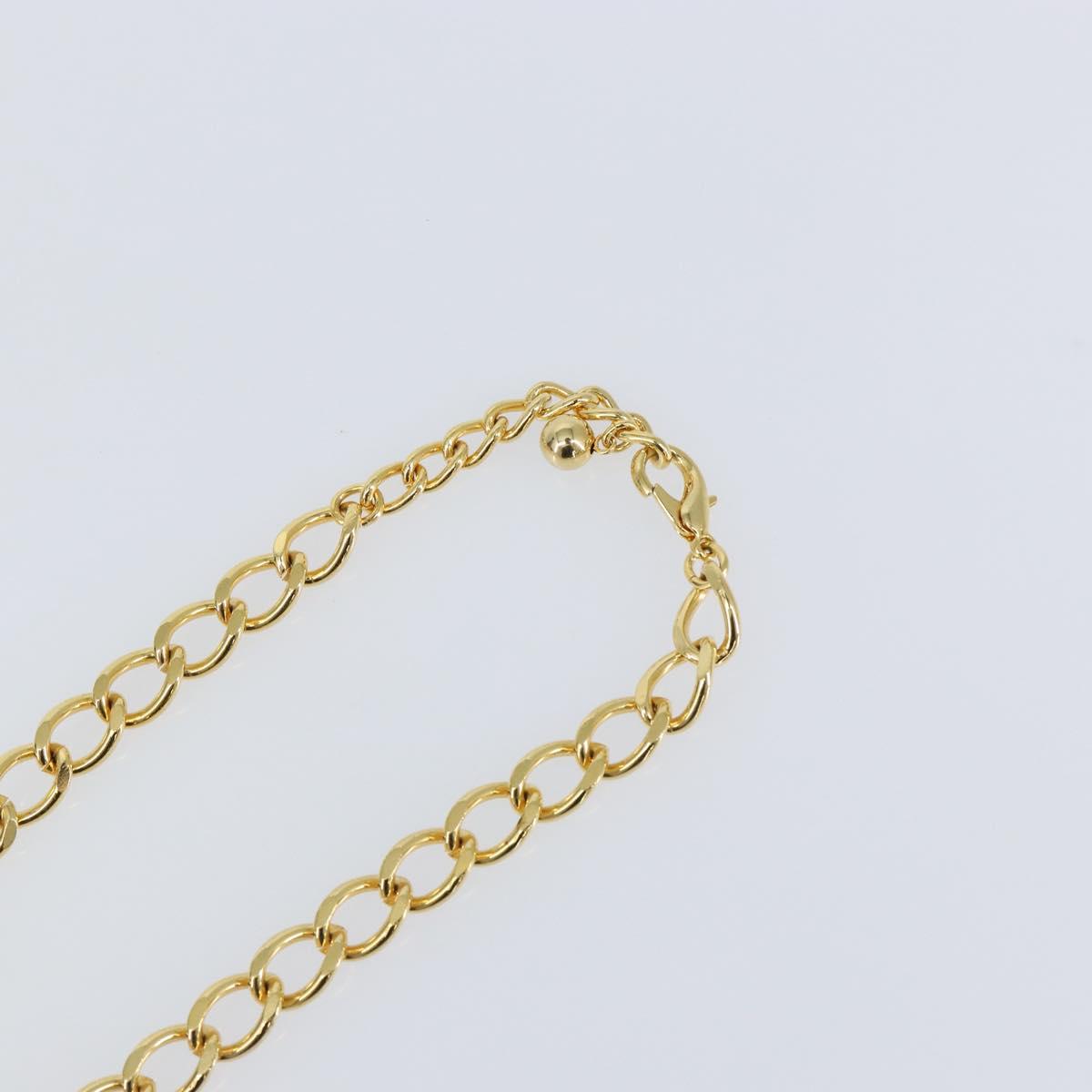 Christian Dior Chain Necklace metal Gold Tone Auth am9415V