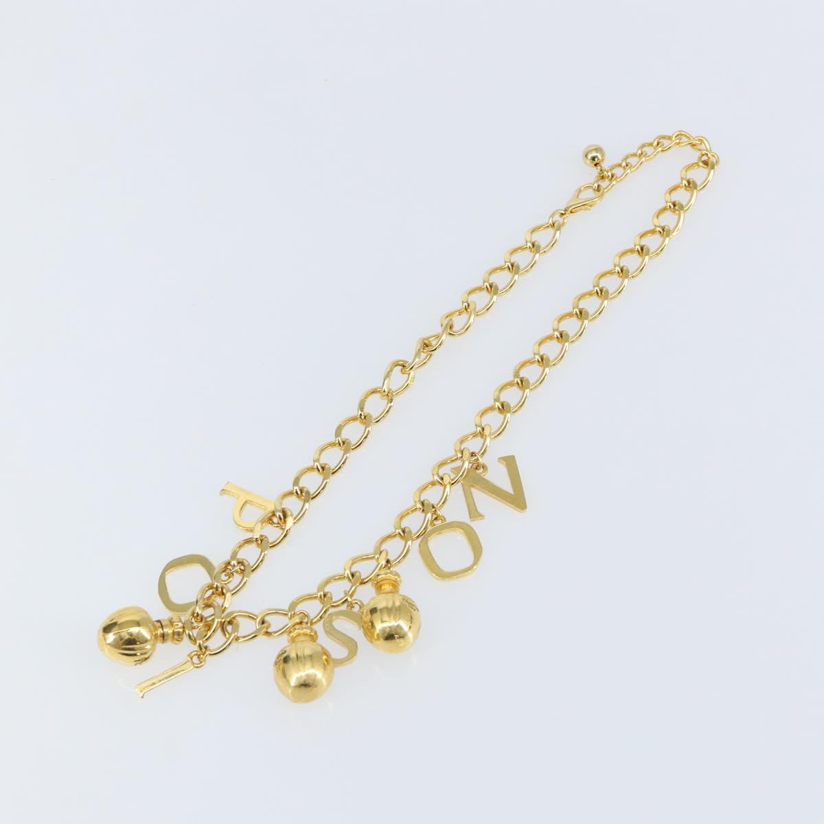 Christian Dior Chain Necklace metal Gold Tone Auth am9415V