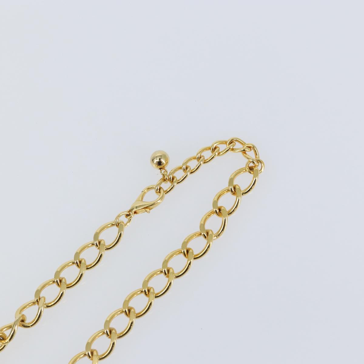 Christian Dior Chain Necklace metal Gold Tone Auth am9415V