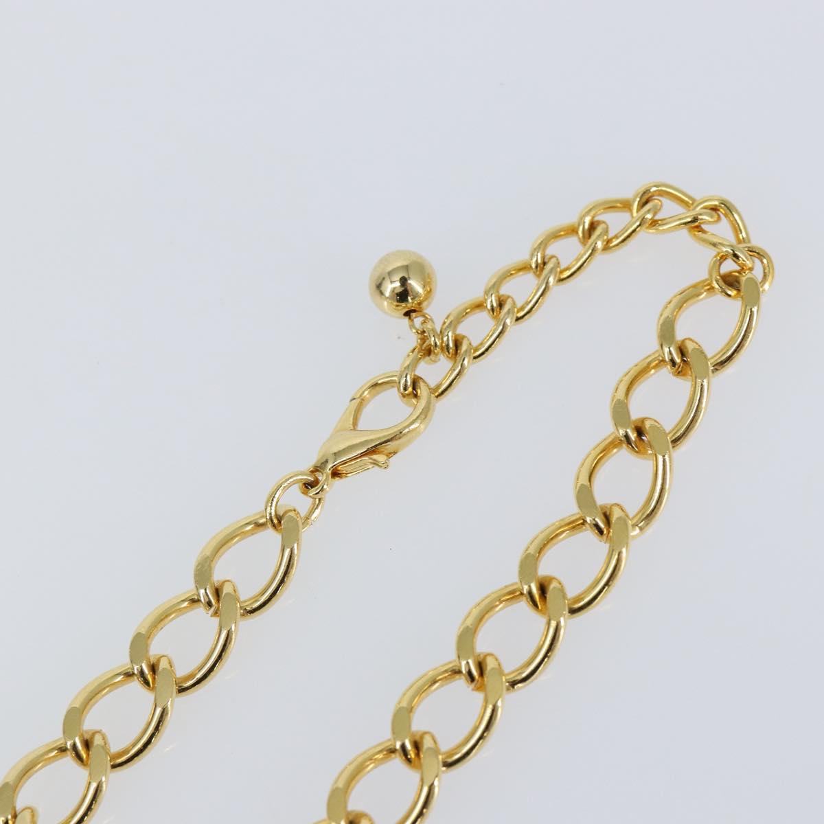Christian Dior Chain Necklace metal Gold Tone Auth am9415V