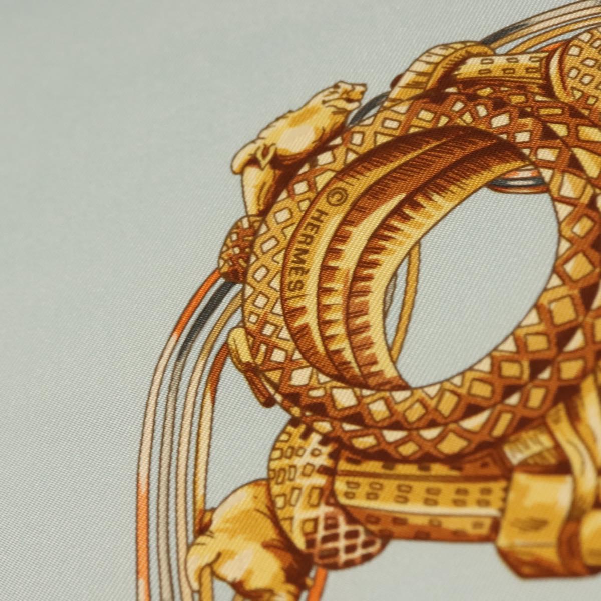 HERMES Carre 90 Scarf ""ALLIANCES DU MONDE"" Silk Light Blue Auth am9416