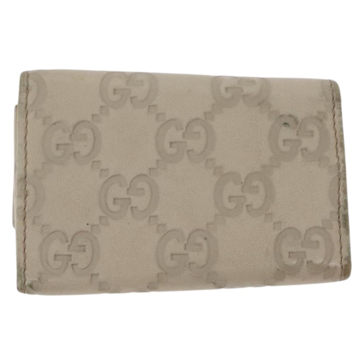 GUCCI GG Canvas Guccissima Key Case Wallet Leather 3Set White Auth am9420